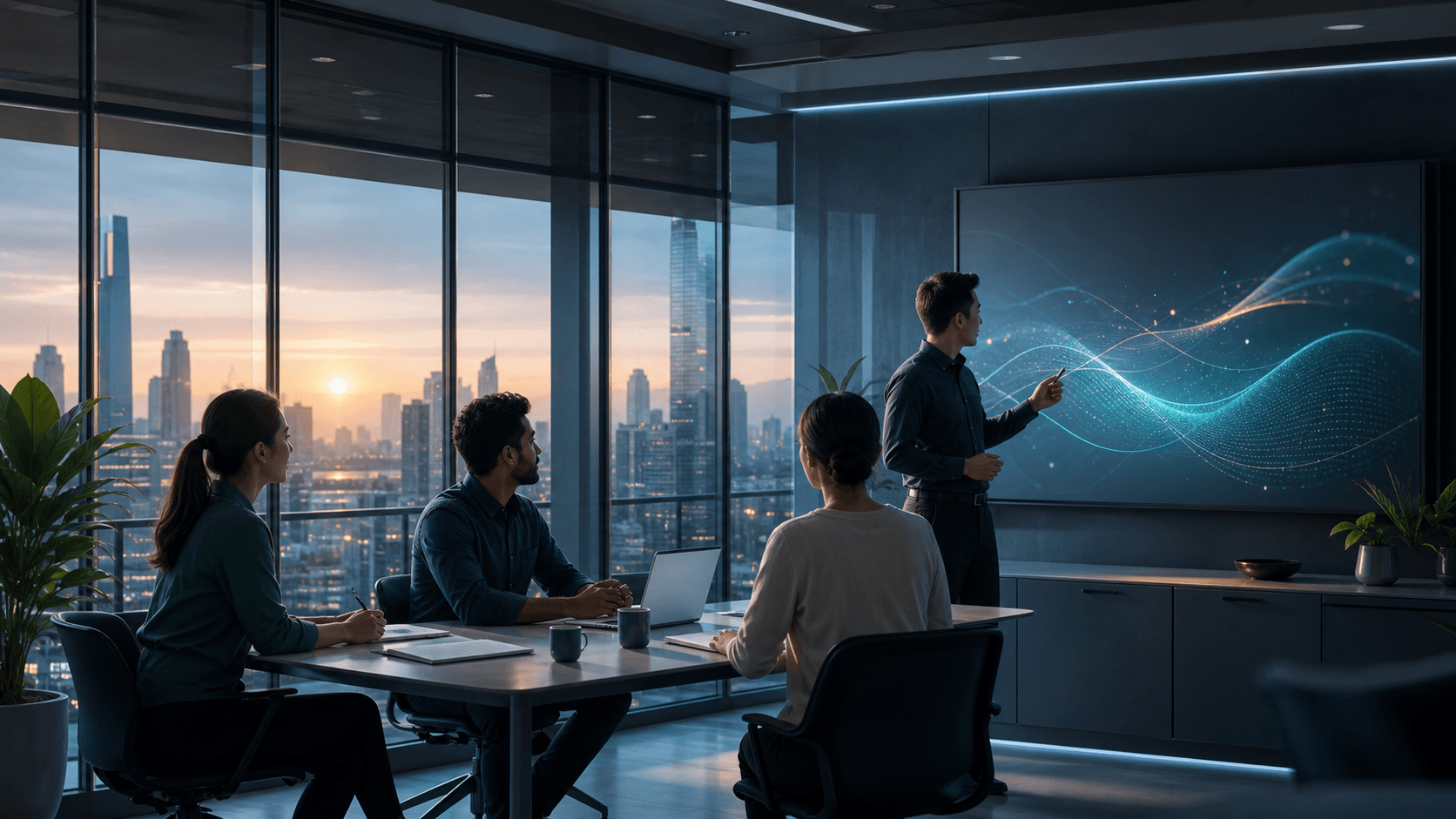 A product team collaborating around research and product ideas